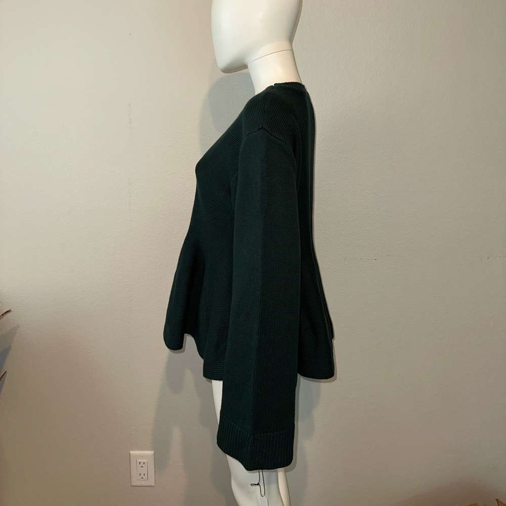 ADEAM Intermix “Wendy” forest green peplum knit sweater top L - Picture 4 of 12